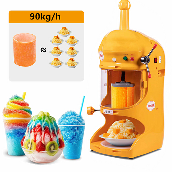 Electric Snow Cone Machine Commercial Block Ice Shaver Adjustable Blades 90kg/h