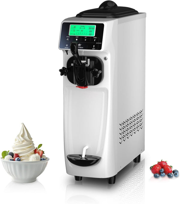 Commercial Ice Cream Machine 16L/H 1200W Countertop Soft Serve Maker LED Display