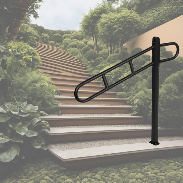 Stair Handrail Railings 1 to 4 Steps Black Metal Adjustable Safety Hand Rail Kit