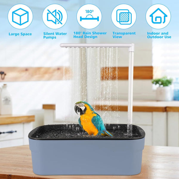 Automatic ABS Bird Bath Shower with Circulating Faucet Parrot Bathtub Cockatiel