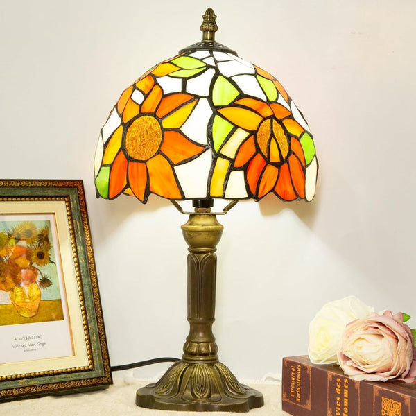 Retro Baroque LED Table Lamps Stained Glass Desk Lights Bedroom Reading Decor