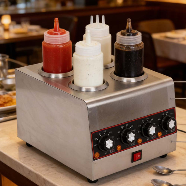 4Bottles Electric Sauce Warmer Dispenser Caramel Chocolate Sauce Melting Machine