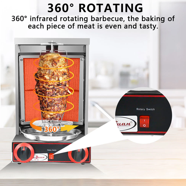 LPG Shawarma Doner Kebab Machine Gyros Kabab Grill Rotisserie Stainless Steel AU