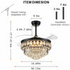 42" Crystal Ceiling Fan Lights with Remote 6 Wind Speed Crystal Chandelier Fan