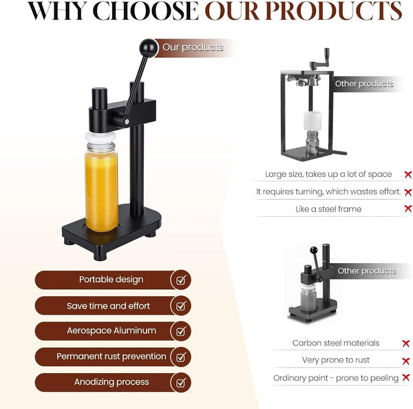 Manual Can & Bottle Sealer Adjustable Height Capper for Beer Juice Coffee Soda