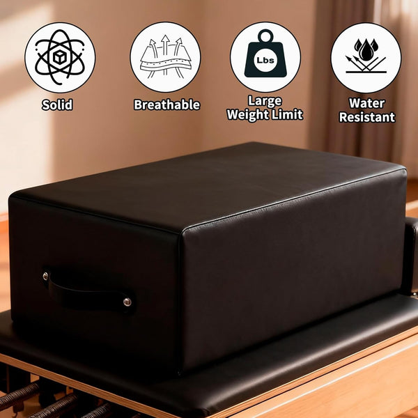 Pilates Reformer Sitting Box Leather Cover for Core Strength and Flexibility