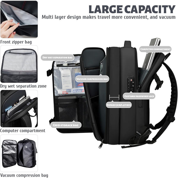 Vacuum Seal Travel Backpack 60L Exapandable Air Compression Built-in Pump