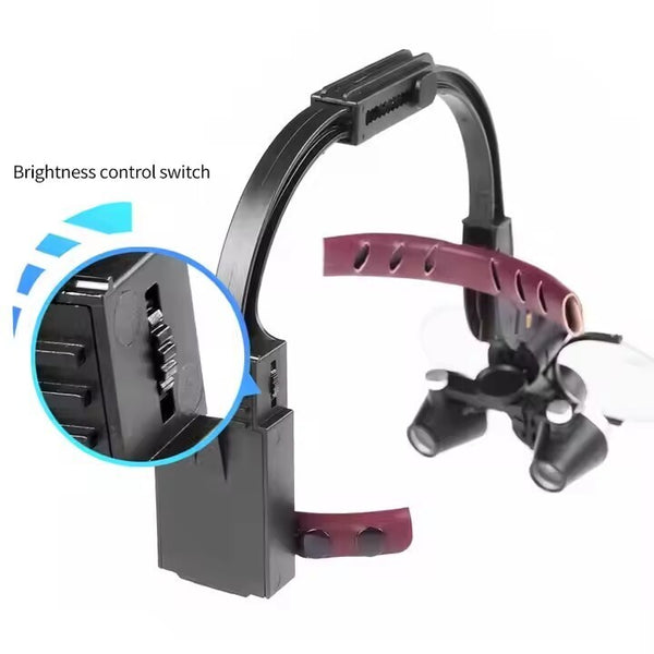 Dental Loupes With Light 3.5X420mm Magnifying Glass Binoculars Angle Adjustable
