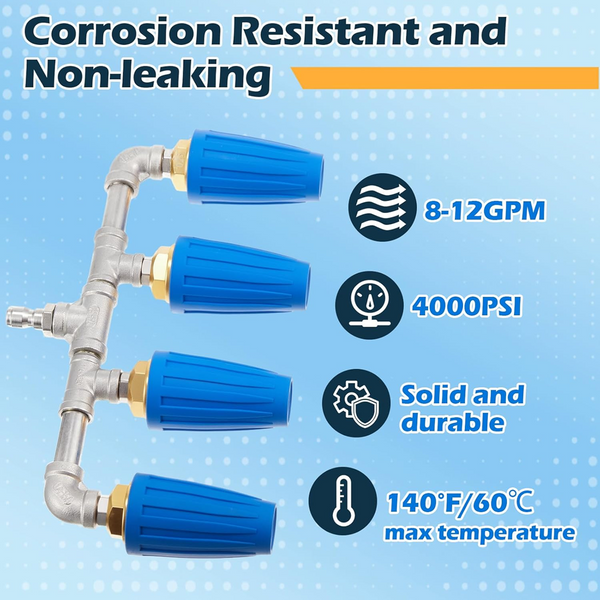 4-in-1 Turbo Nozzle Pressure Washer 4000 PSI 360° Rotating Turbo Nozzle 1/4''