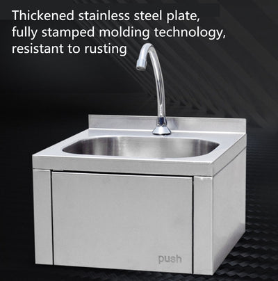 Wall-mounted Washbasin Knee Operated Sink Handbasin Single Bowl Sink With Faucet
