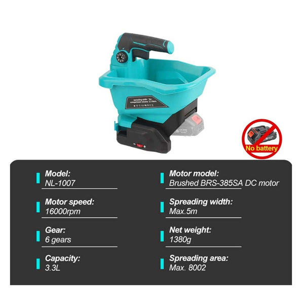 Cordless Seed and Fertiliser Spreader Handheld Grass Seed Spreader Lawn Spreader