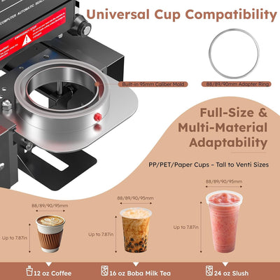Full Automatic Cup Sealing Machine Tea Cup Sealer Machine 90/95MM 500-600 Cup/H