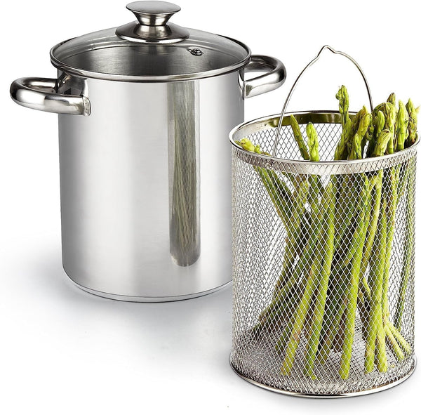 4L Kitchen Stainless Steel Deep Fryer Pot with Mesh Basket & Lid All Stovetops