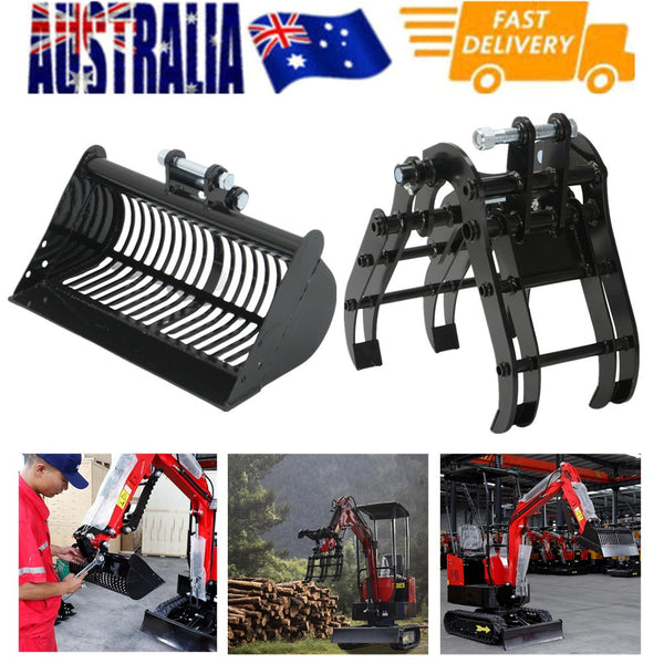 Excavator Attachment Soil Sieving Bucket Metal Wide Backhoe Rake for Mini Digger