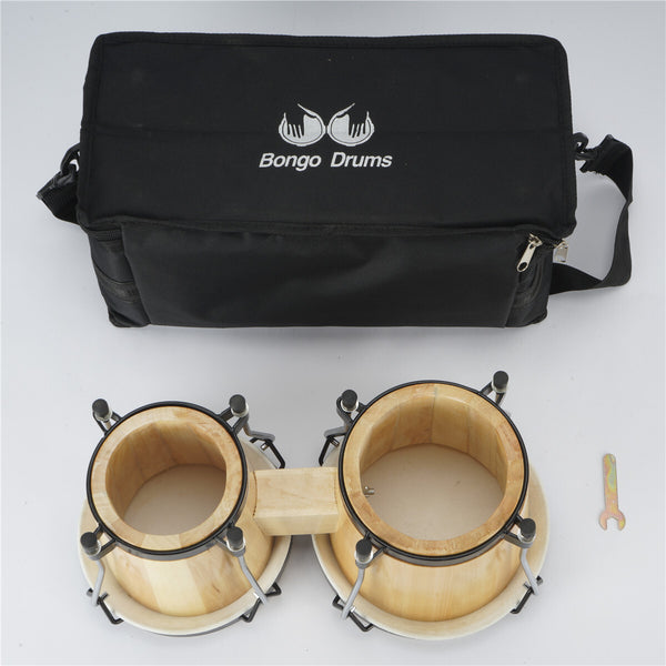 Bongo Drums 6”7” Wood Percussion Bongos for Kids Adults Beginners Natural Finish