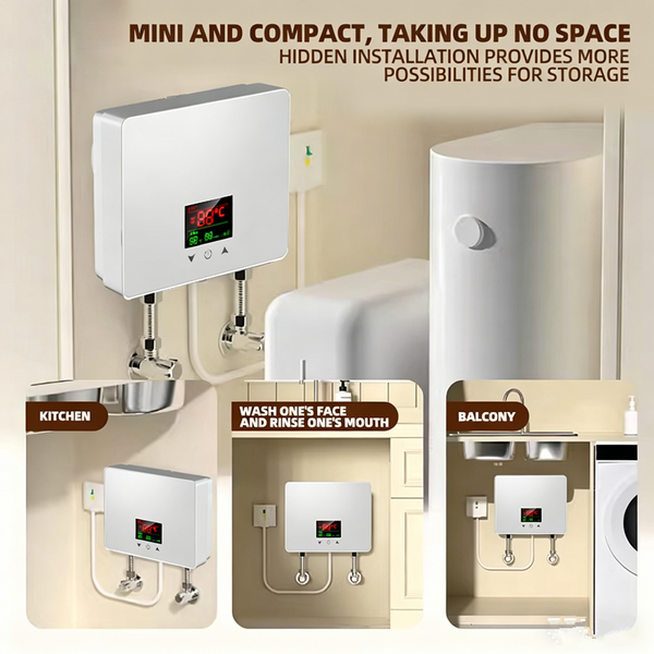 Electric Tankless Water Heater 5500W Instant Hot Water Heater Compact Under Sink