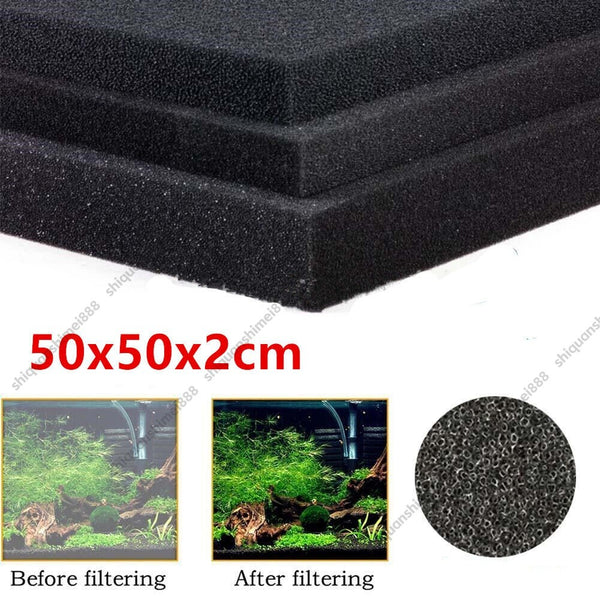 50x50x2cm Black Fish Tank Aquarium Filter Sponge Foam Pad Filtration Cotton
