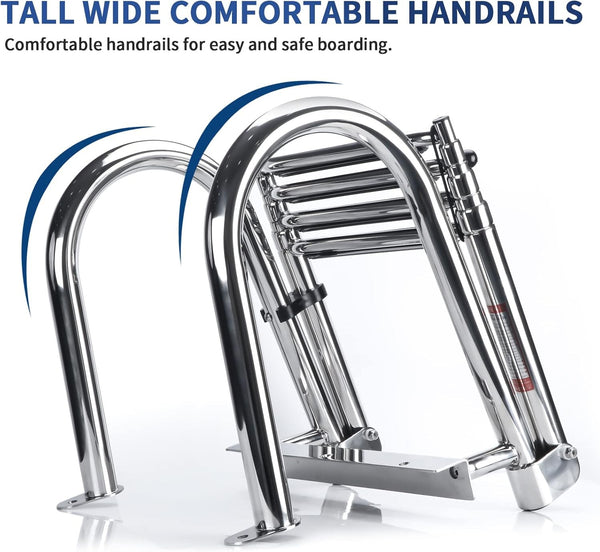4 Steps Boat Ladder Telescoping Telescopic Yacht/Pontoon Ladder Boarding Ladder