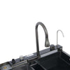 Kitchen Sink Single Bowl Basin Stainless Steel Bar w/Digital Faucet & Cup Washer