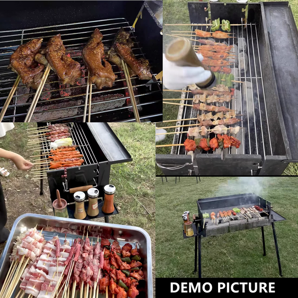BBQ Charcoal Grill Roast Outdoor Camping Barbecue w/ Adjustable Charcoal Height