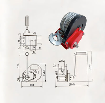 Automatic Brake Hand Winch 1500LB Boat Trailer Winch with 10M Steel Wire AU