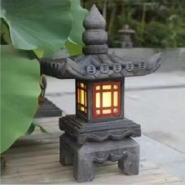 Garden Ornament Lamp Pagoda Sculpture Zen Palace Lantern Outdoor Decor Light