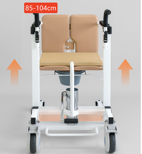 Hydraulic Patient Lift Transfer Chair Elderly Commode Wheelchair w/ Split Seat