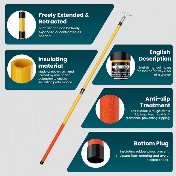 Telescopic Insulated Stick 3m for Line Workers Substation & On-Site Power Safety