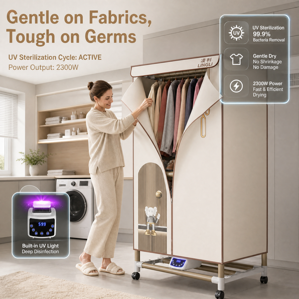Clothes Dryer 2300W Drying Machine for Wet Laundry Three-Layer Warm Air Drying