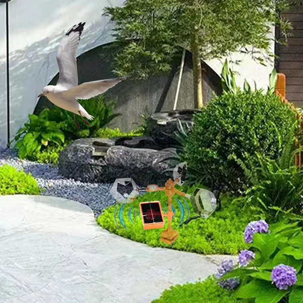 Solar Bird Deterrent Device Reflective Pigeon Voice Flashing Wind Powered Scarer