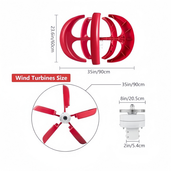 5 Blades Wind Turbine Generator Vertical Axis w/ DC 24V Controller Clean Energy