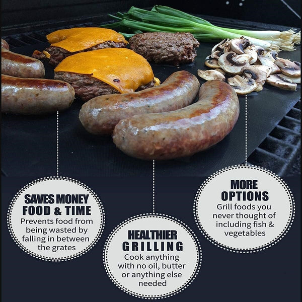 5Pcs/set Reusable BBQ Grill Mat Bake Cooking Sheet Non-Stick BBQ Pad