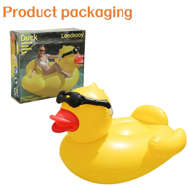 Inflatable Giant Duck Ride-On Kids Water Toy 170cm Swimming Floats Duck Toys AU