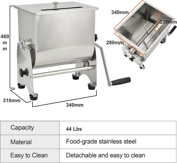 44Lbs Tilt Tank Meat Mixer Stainless Manual Meat Blender Grinding Machine AU