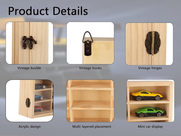Wooden1/64 Scale Matchbox Wheels Toy Car Display Case Car Model Collector Gift