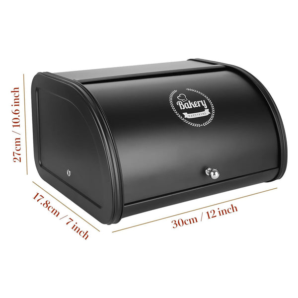 Metal Bread Bin Loaf Box Kitchen Food Storage Containers with Roll Top Lid