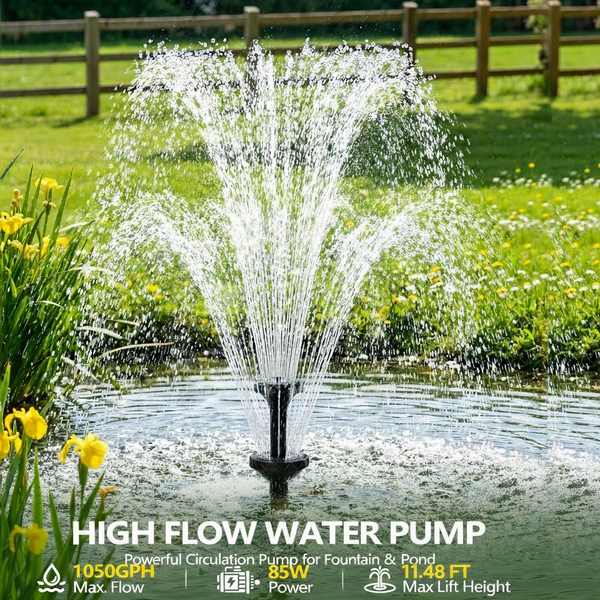 Submersible Koi Pond Filter with Fountain Pump Kit 1050GPH 85W 3 Spray Nozzles
