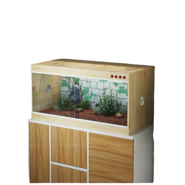 80x40x42cm Wooden Reptile Enclosure Reptile Terrarium Vivarium With Heat & Lamp