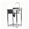 Stainless Steel Commercial Kitchen Sink Free Standing w/ Cold&Hot Water Faucet