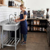 Stainless Steel Commercial Kitchen Sink Free Standing w/ Cold&Hot Water Faucet
