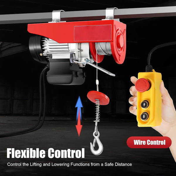800kg Electric Hoist Winch 10m/min Electric Lift with Remote Control  Rope Tool