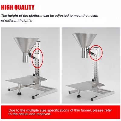 2"Inch Stainless Steel Feeding Hopper W/Support Stand for Powder Liquid Granules