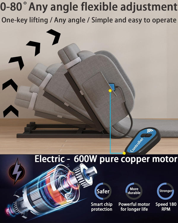 Adjustable Electric Lifting Bed Backrest for Elderly with Remote Full Length AU