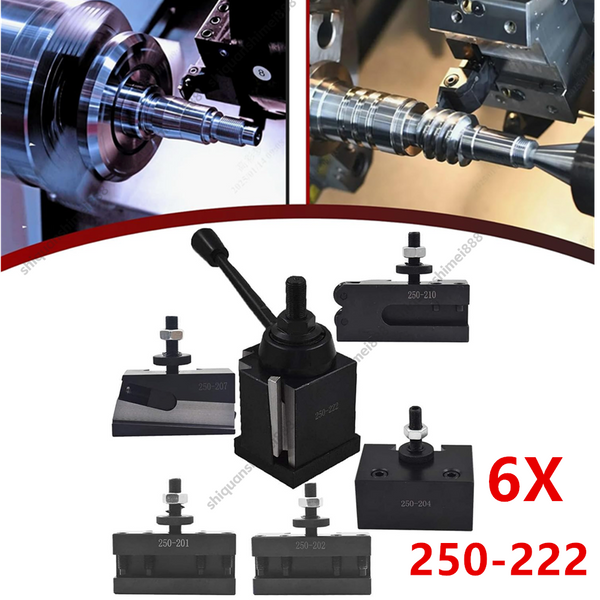 6 Pcs 250-222 BXA Wedge Type Quick Change Tool Post Set For 10" -15" Lathe Steel