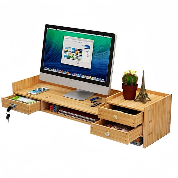Monitor Stand Riser with Drawers Desktop Organizer 2-Tier for Laptop Computer