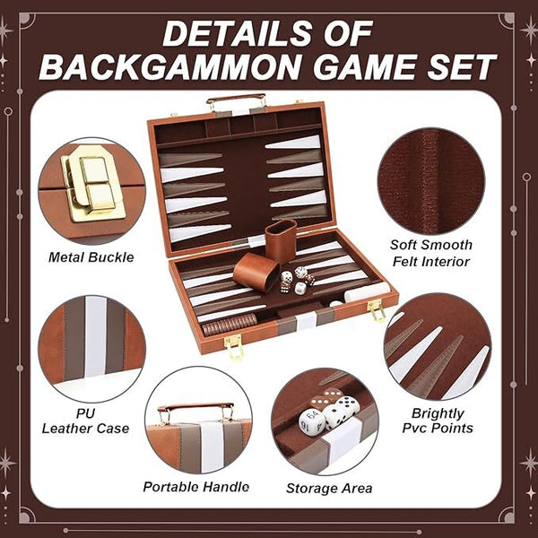 18 inch Premium Backgammon Board Game Set Large Classic Board Game Case Gifts