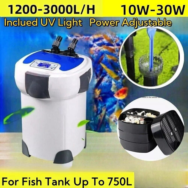 Aquarium Fish Tank Filter External Canister 3000L/H Aqua Water Pond Pump Filter