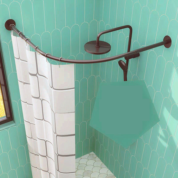 SUS304 Curved Shower Curtain Rod Black Stainless Steel 90-130cm Extendable AU