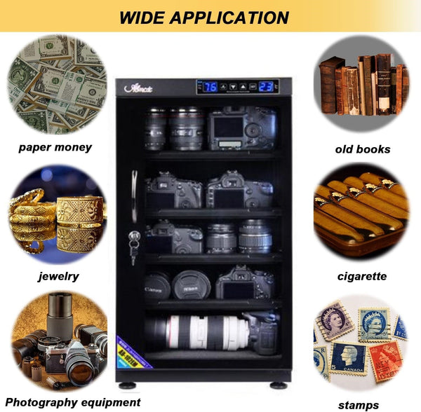 100L Digital Dehumidify Dry Cabinet Camera Lens Electronic Equipment Storage Box