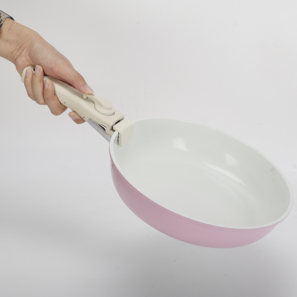 11Pcs Pink pots and Pans Set Removable Handle Nonstick Cookware Set Space Saving